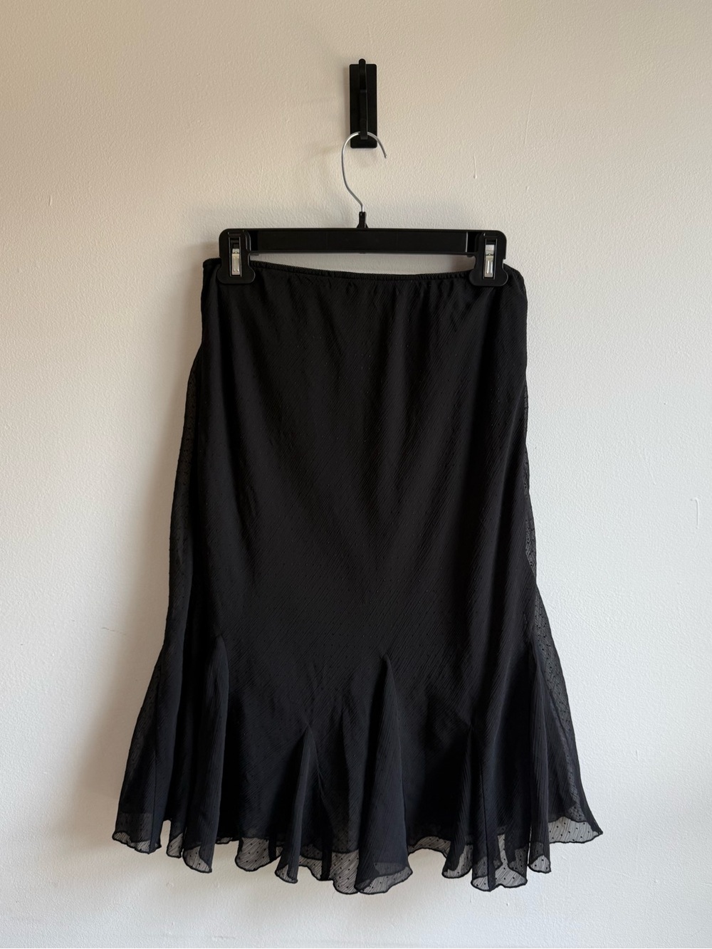 Cato Black Chiffon Godet Ruffle Midi Skirt Women’s M Y2K